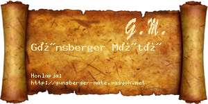 Günsberger Máté névjegykártya